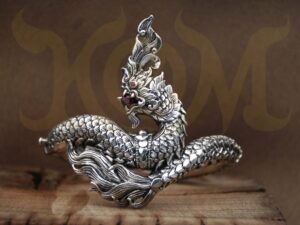 NAGA cuff bracelet silver925 oxidized finished with natural stone