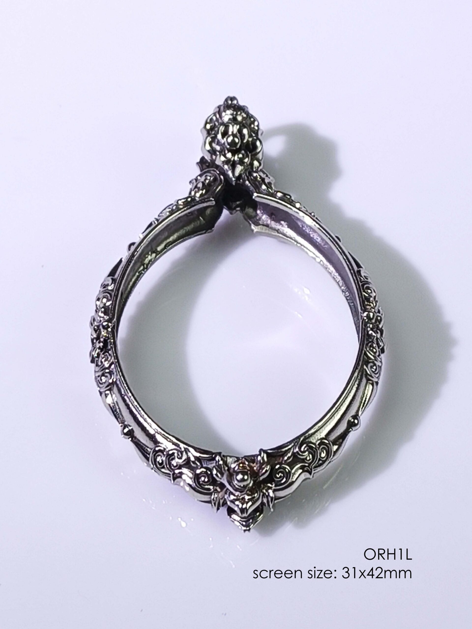 ORH1LWhitebrass Orahan1L Oval amulet casing 31x42mm - Image 3