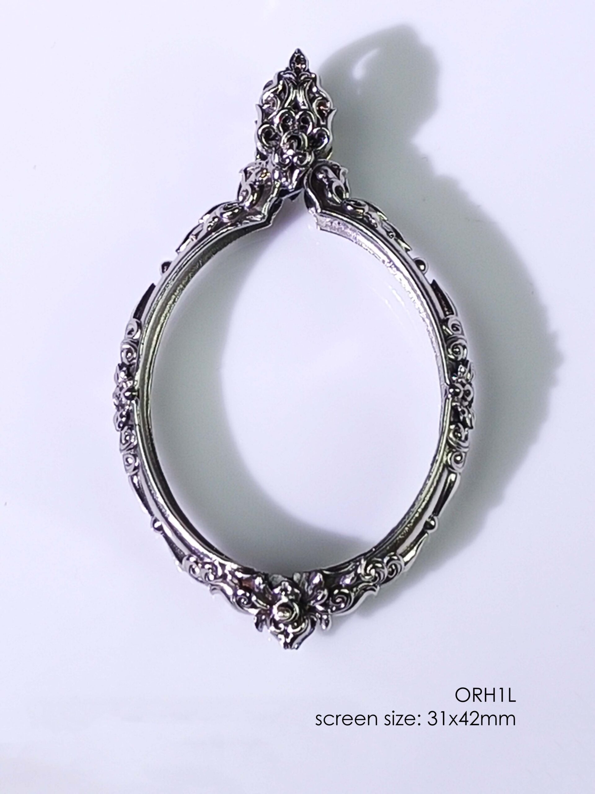 ORH1LWhitebrass Orahan1L Oval amulet casing 31x42mm - Image 7