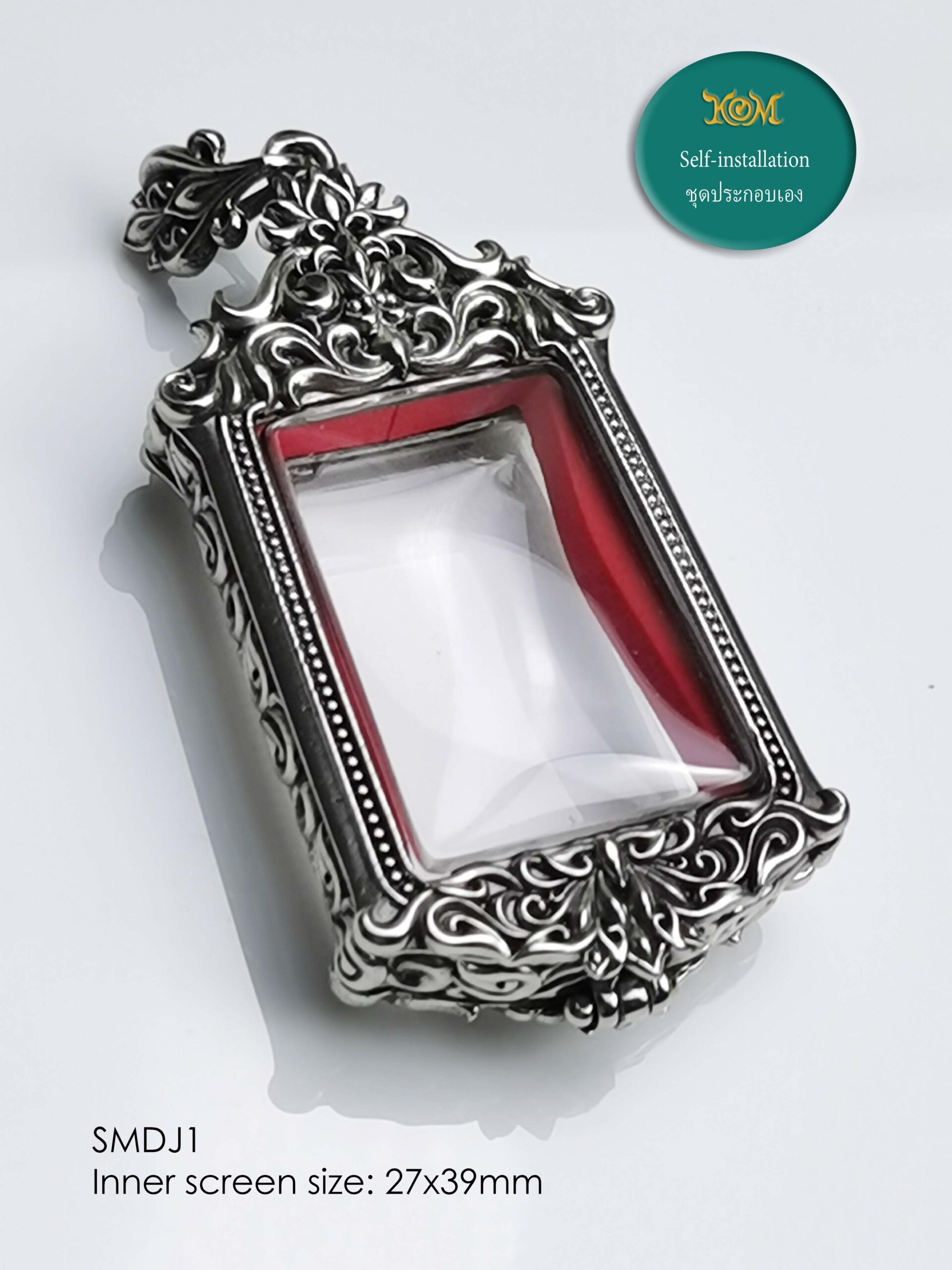 SMDJ1Whitebrass Somdej1 Pim Yai amulet casing inner size 27x39mm - Image 3