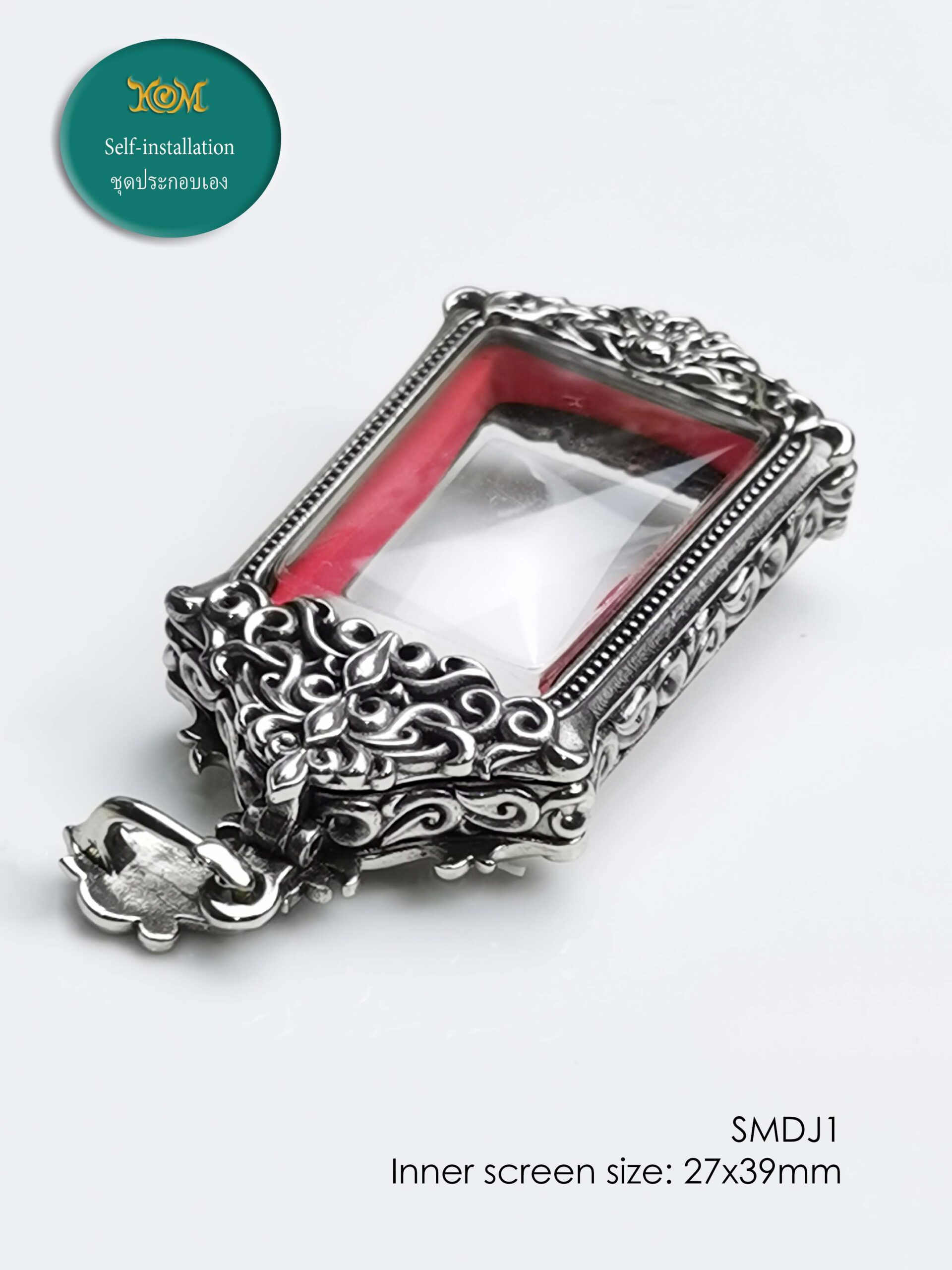 SMDJ1Whitebrass Somdej1 Pim Yai amulet casing inner size 27x39mm - Image 10