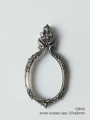 ORH2Whitebrass Orahan2 Oval amulet casing 27x42mm
