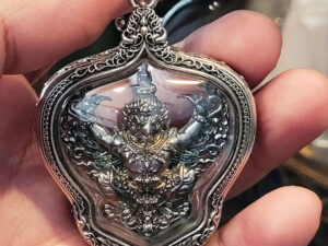 GAR9Whitebrass Garuda amulet casing 34x37mm
