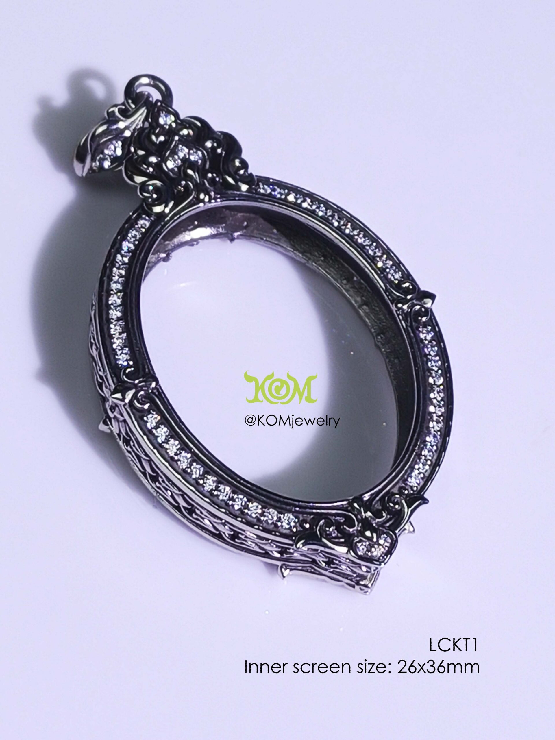 LCKT1Whitebrass Locket1 Oval amulet casing 26x36mm - Image 3