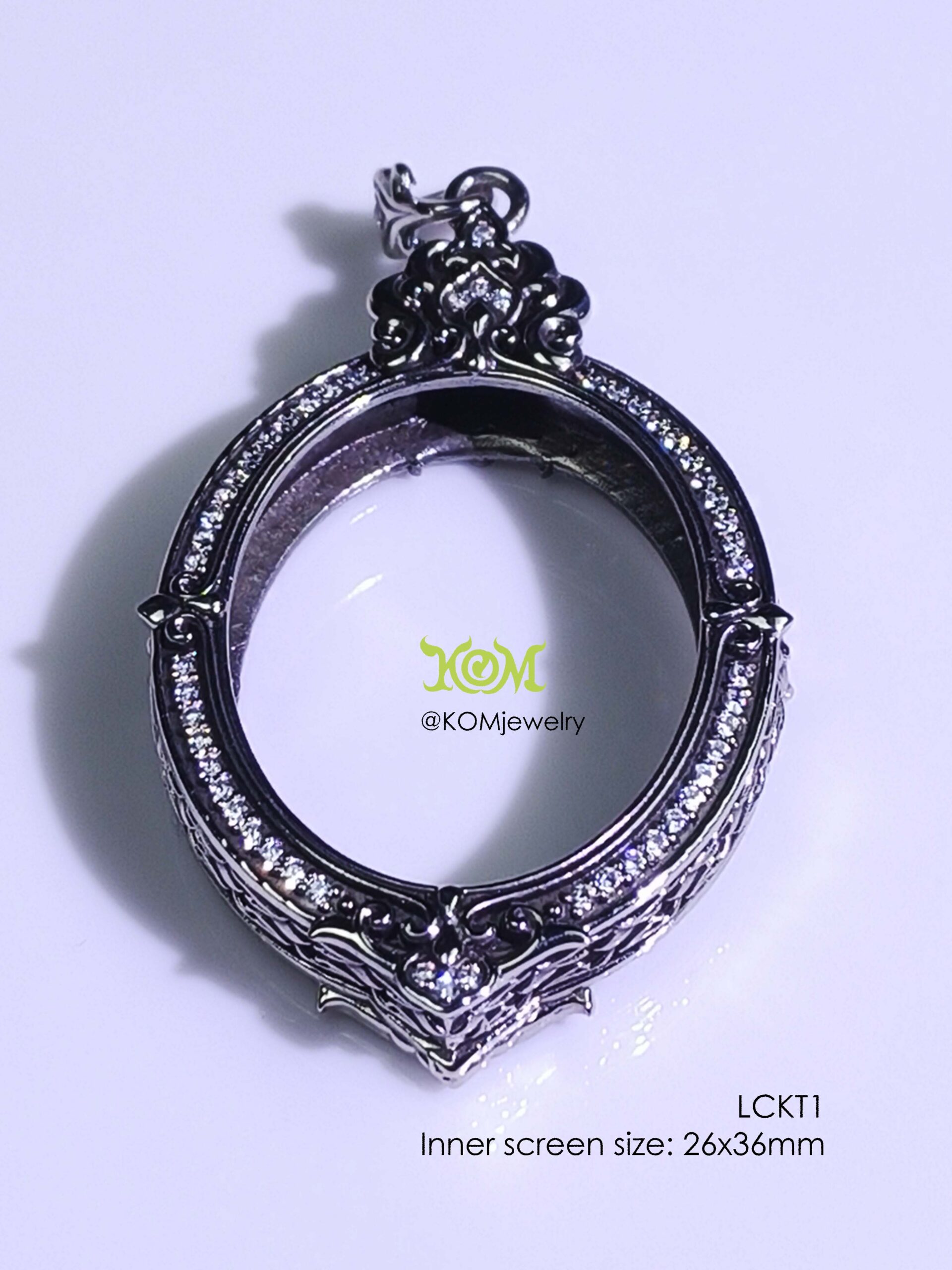 LCKT1Whitebrass Locket1 Oval amulet casing 26x36mm - Image 8