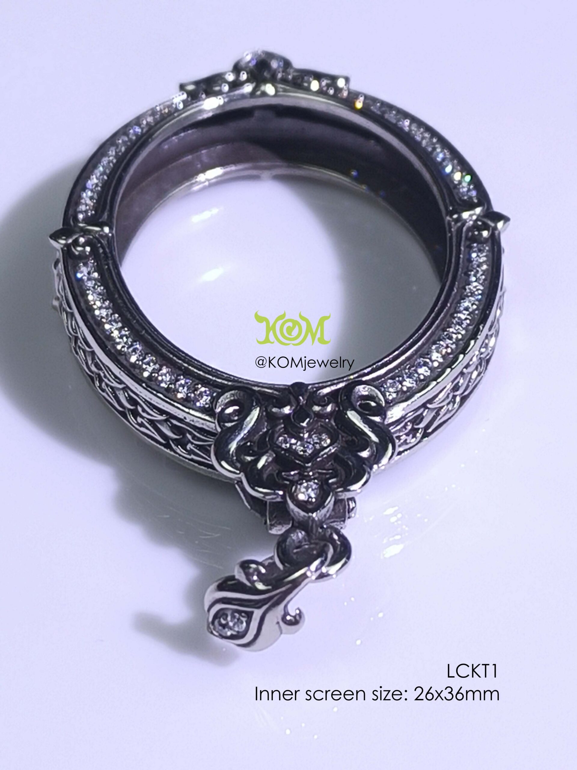 LCKT1Whitebrass Locket1 Oval amulet casing 26x36mm - Image 9