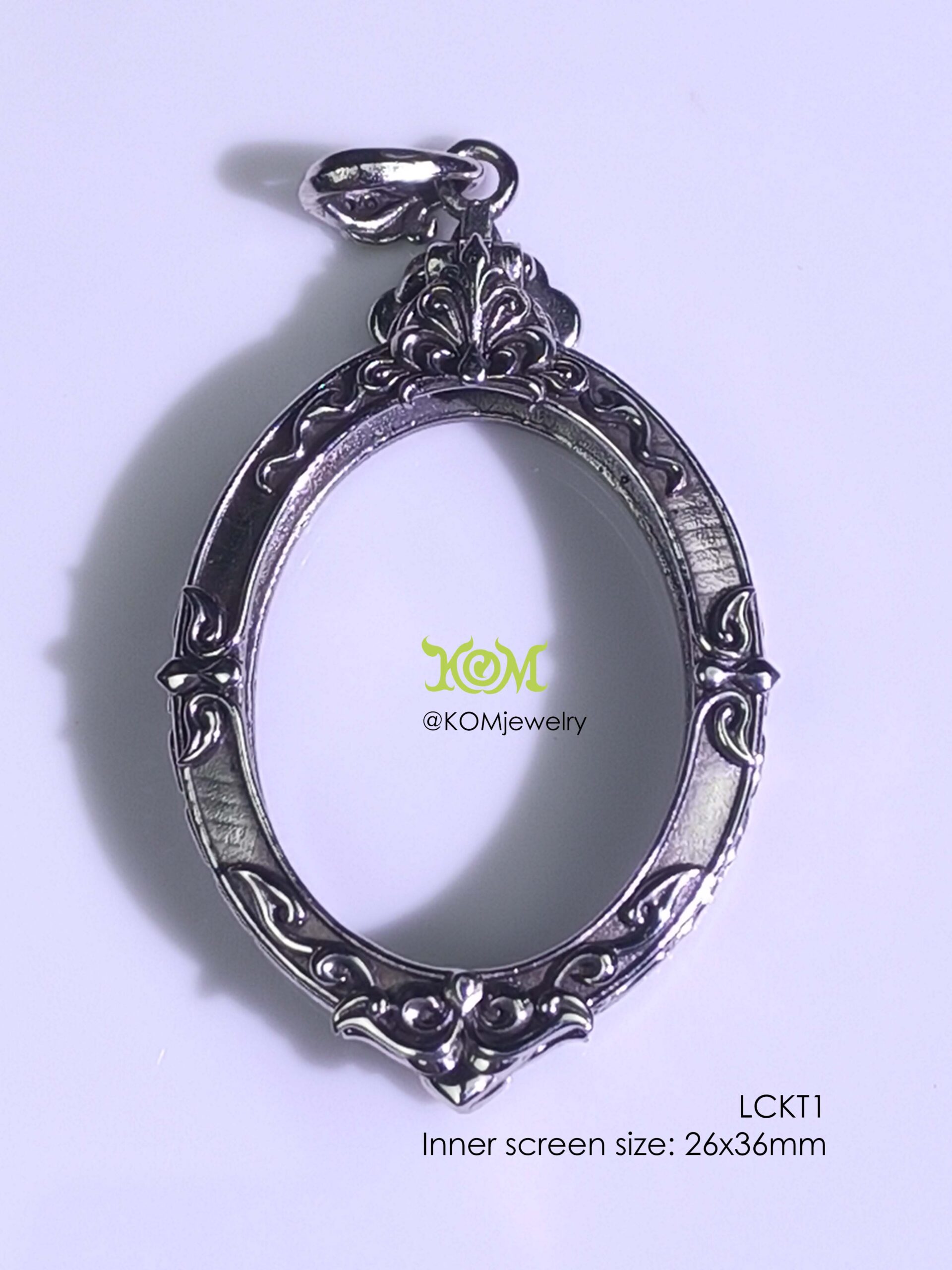 LCKT1Whitebrass Locket1 Oval amulet casing 26x36mm - Image 10