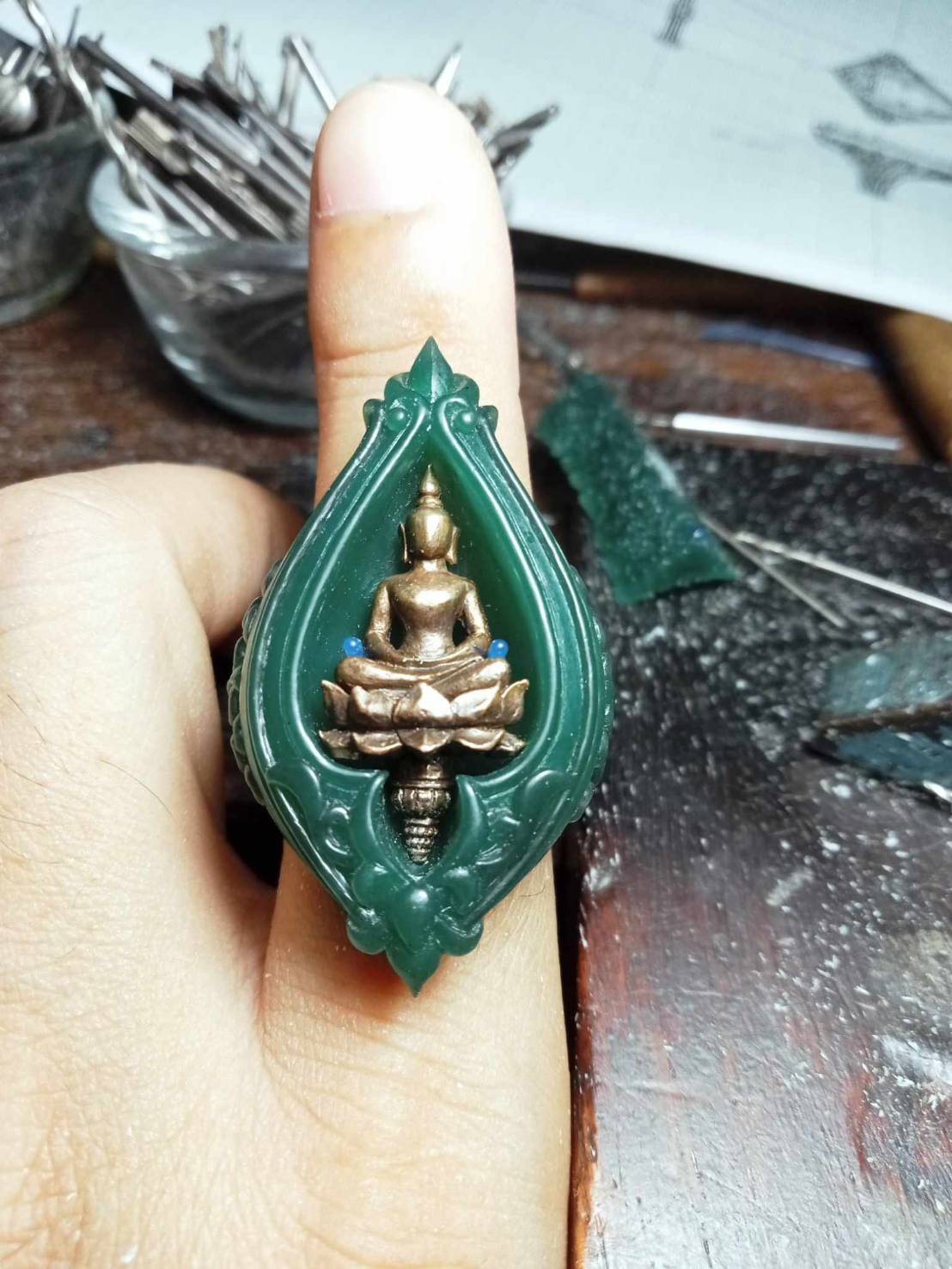 Custom ring Silver925 setting with amulet Original by KOMjewelry - Image 17