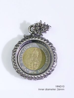 1RND10Whitebrass round amulet casing inner diameter 26mm