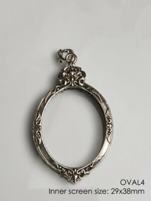 OVAL4Whitebrass amulet casing inner screen size 29x38mm