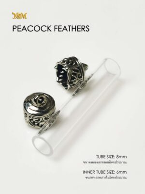 PEACOCKFEATHERSWB08 Peacock Feathers Whitebrass Takrud casing tube size 8mm