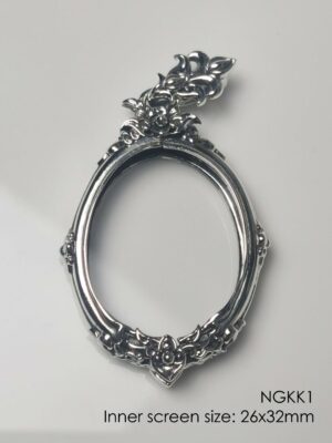 NGKK1Silver925 Oval amulet casing inner size 26x32mm