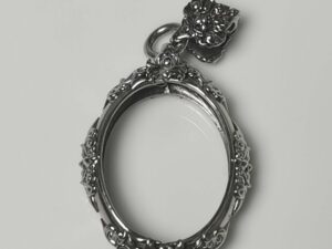 1OVAL1Whitebrass Oval amulet casing inner screen size 23x30mm