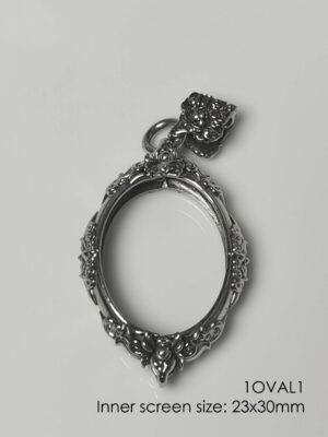 1OVAL1Whitebrass Oval amulet casing inner screen size 23x30mm