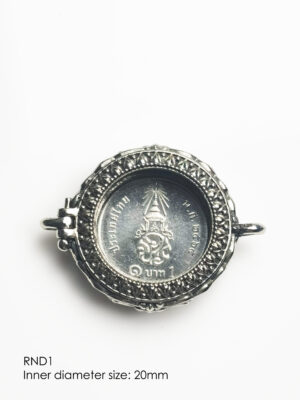 RND1Whitebrass round amulet casing inner diameter 20mm