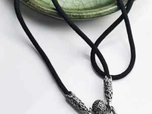 KOM Dahlia whitebrass rope necklace with Click-Lock 2 Spring