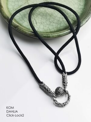 KOM Dahlia whitebrass rope necklace with Click-Lock 2 Spring