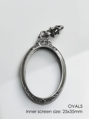 OVAL5Whitebrass amulet casing inner screen size 25x35mm