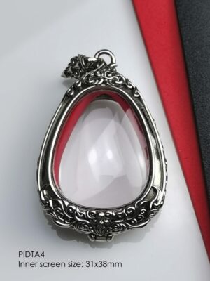 PIDTA4Whitebrass Phra Pidta jumbo amulet casing 31x38mm