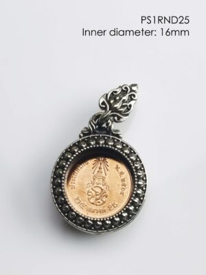 PS1RND25Whitebrass round amulet casing inner diameter 16mm