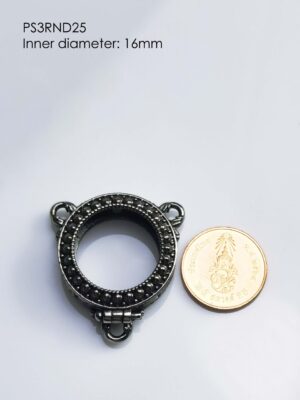 PS3RND25Whitebrass round amulet casing inner diameter 16mm