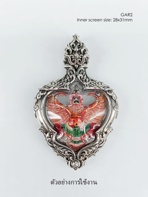 GAR2Whitebrass Garuda amulet casing 28x31mm - Image 9