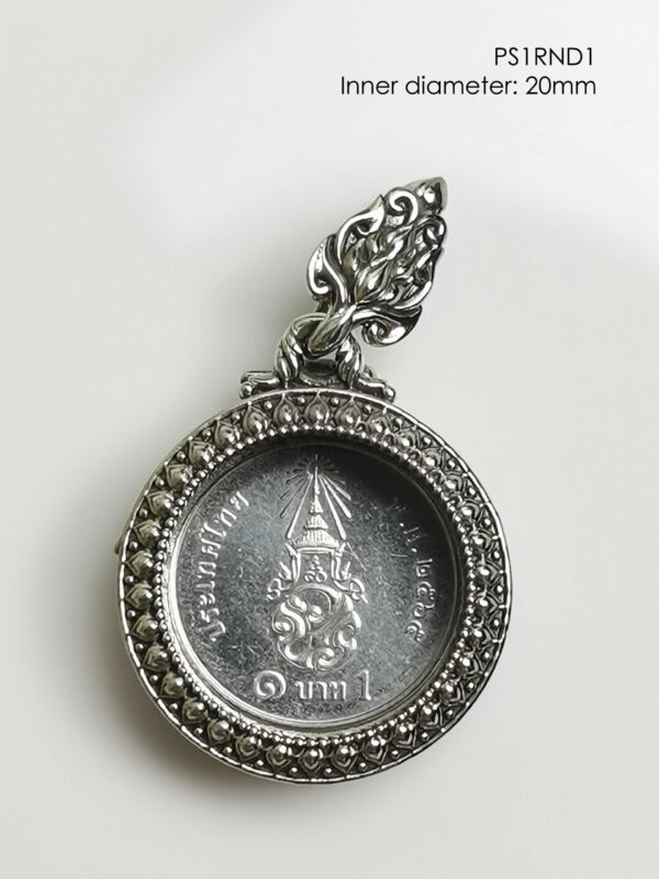 PS1RND1Whitebrass round amulet casing inner diameter 20mm