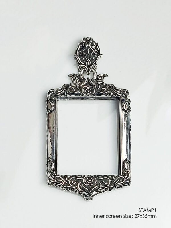 STAMP1Silver925 Stamp Shape Pim Yai amulet casing inner size 27x35mm