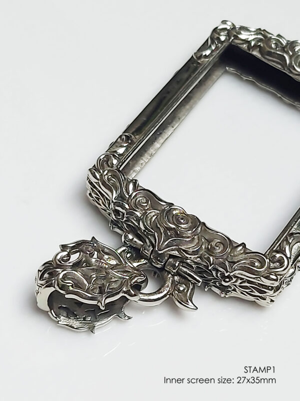 STAMP1Whitebrass Stamp Shape Pim Yai amulet casing inner size 27x35mm - Image 4