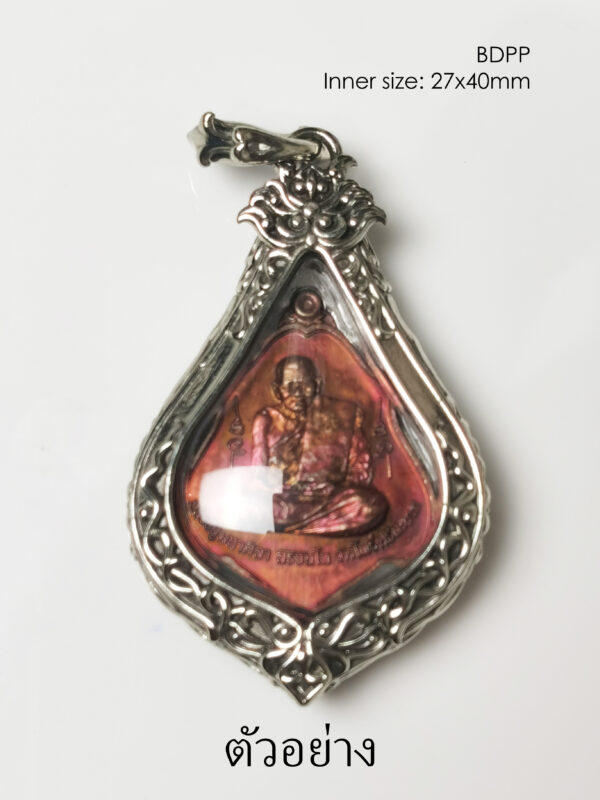 BDPPWhitebrass Buddha Pratarn Phon amulet casing 27x40mm - Image 5