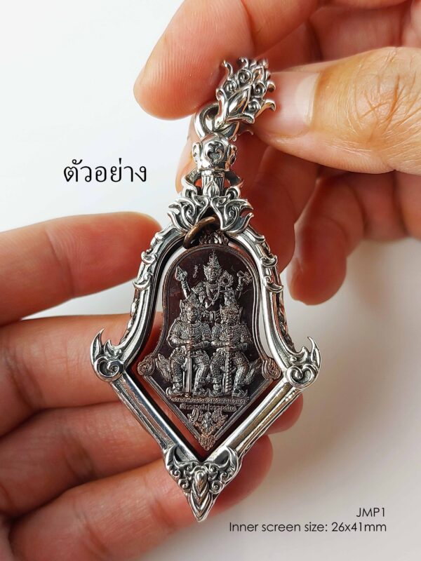 JMP1Whitebrass Jumpee Pim Yai amulet casing 26x41mm - Image 3