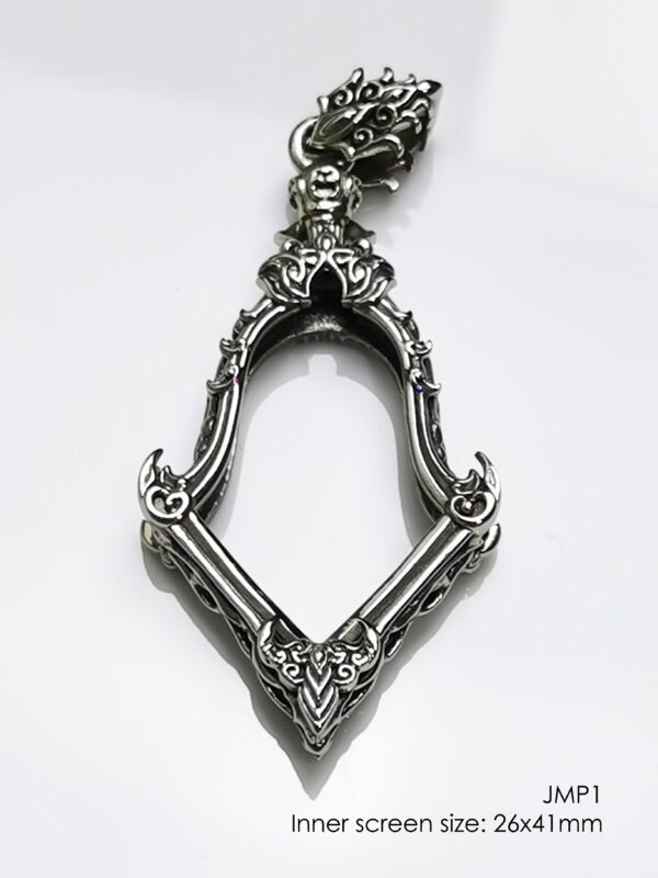 JMP1Whitebrass Jumpee Pim Yai amulet casing 26x41mm - Image 13