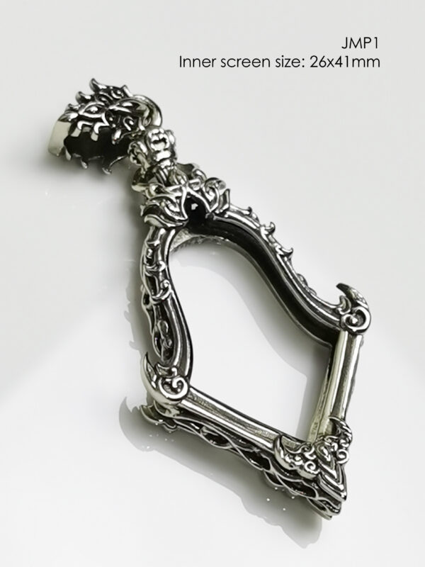 JMP1Whitebrass Jumpee Pim Yai amulet casing 26x41mm - Image 12