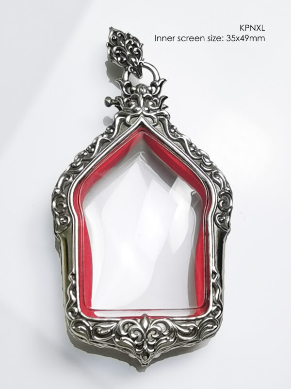 KPNXLWhitebrass Khun Paen X-tra Large amulet casing 35x49mm