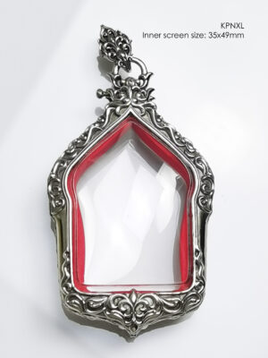 KPNXLWhitebrass Khun Paen X-tra Large amulet casing 35x49mm