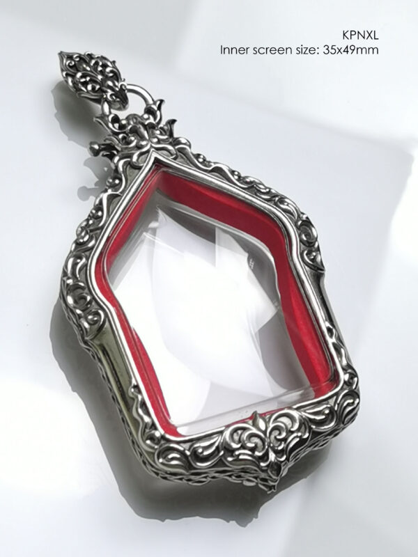 KPNXLWhitebrass Khun Paen X-tra Large amulet casing 35x49mm - Image 13