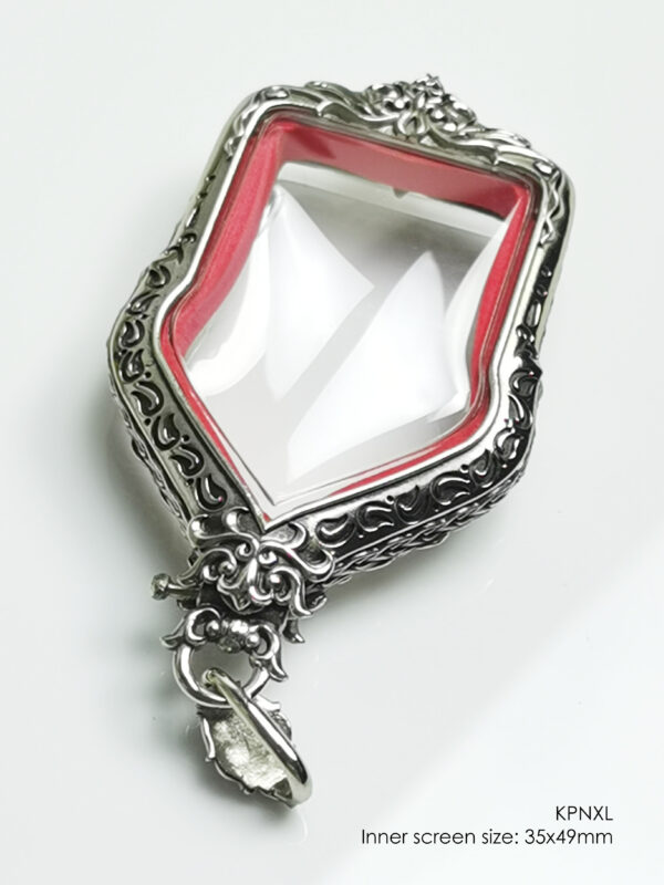 KPNXLWhitebrass Khun Paen X-tra Large amulet casing 35x49mm - Image 10