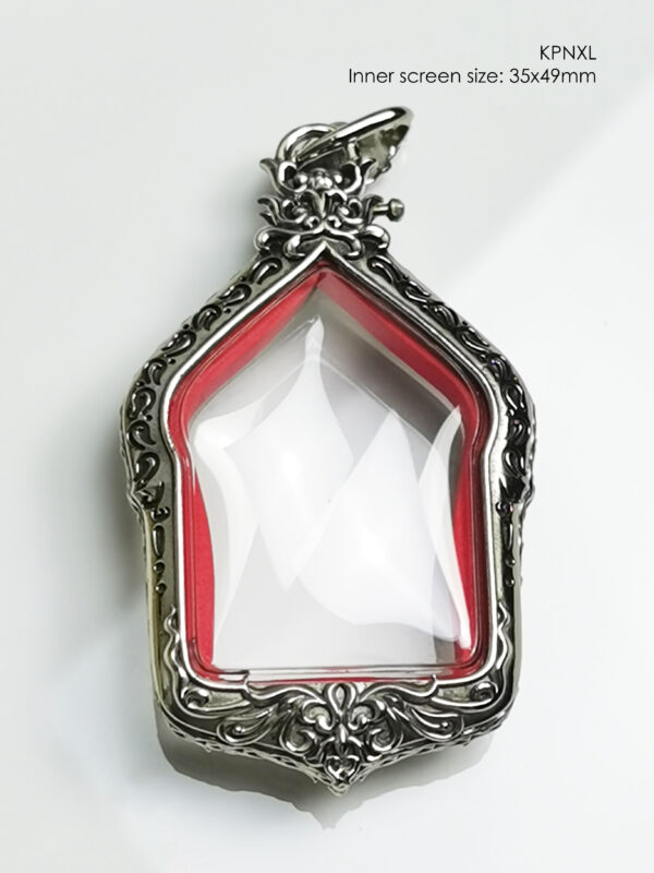 KPNXLWhitebrass Khun Paen X-tra Large amulet casing 35x49mm - Image 9