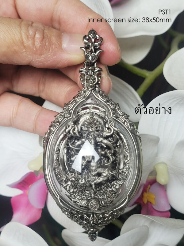 PST1Whitebrass Phothisat1 amulet casing 38x50mm - Image 5