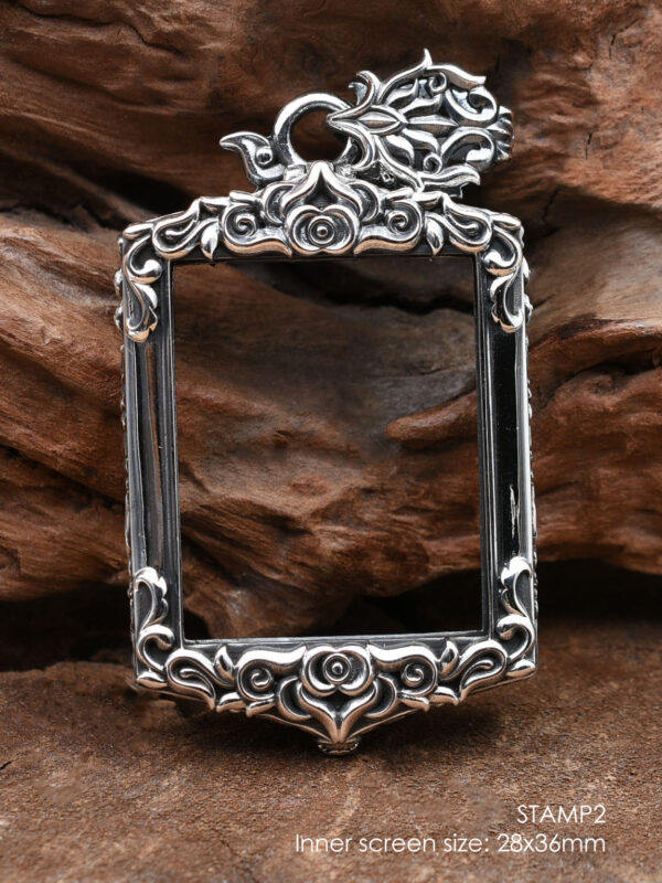 STAMP2Silver925 Stamp Shape Pim Yai amulet casing inner size 28x36mm