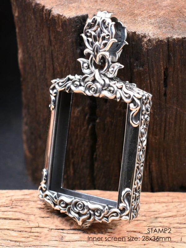 STAMP2Silver925 Stamp Shape Pim Yai amulet casing inner size 28x36mm - Image 8