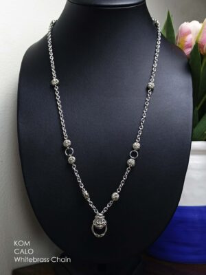 KOM Calotropis flower design whitebrass and stainless chain with spring