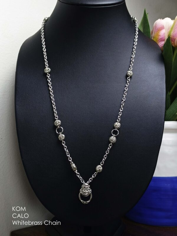 KOM Calotropis flower design whitebrass and stainless chain with spring