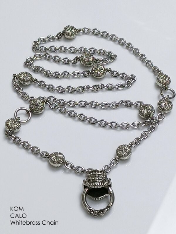 KOM Calotropis flower design whitebrass and stainless chain with spring - Image 11