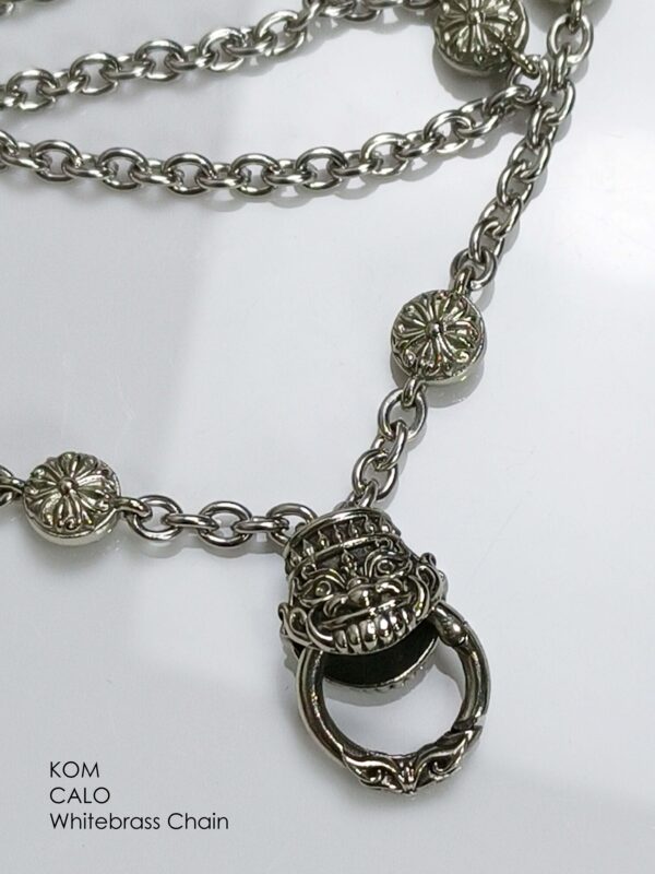 KOM Calotropis flower design whitebrass and stainless chain with spring - Image 9