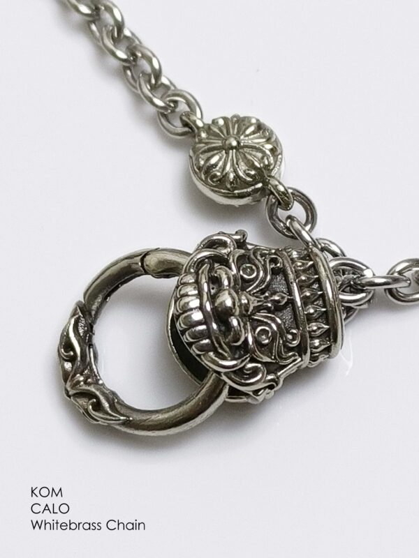 KOM Calotropis flower design whitebrass and stainless chain with spring - Image 8