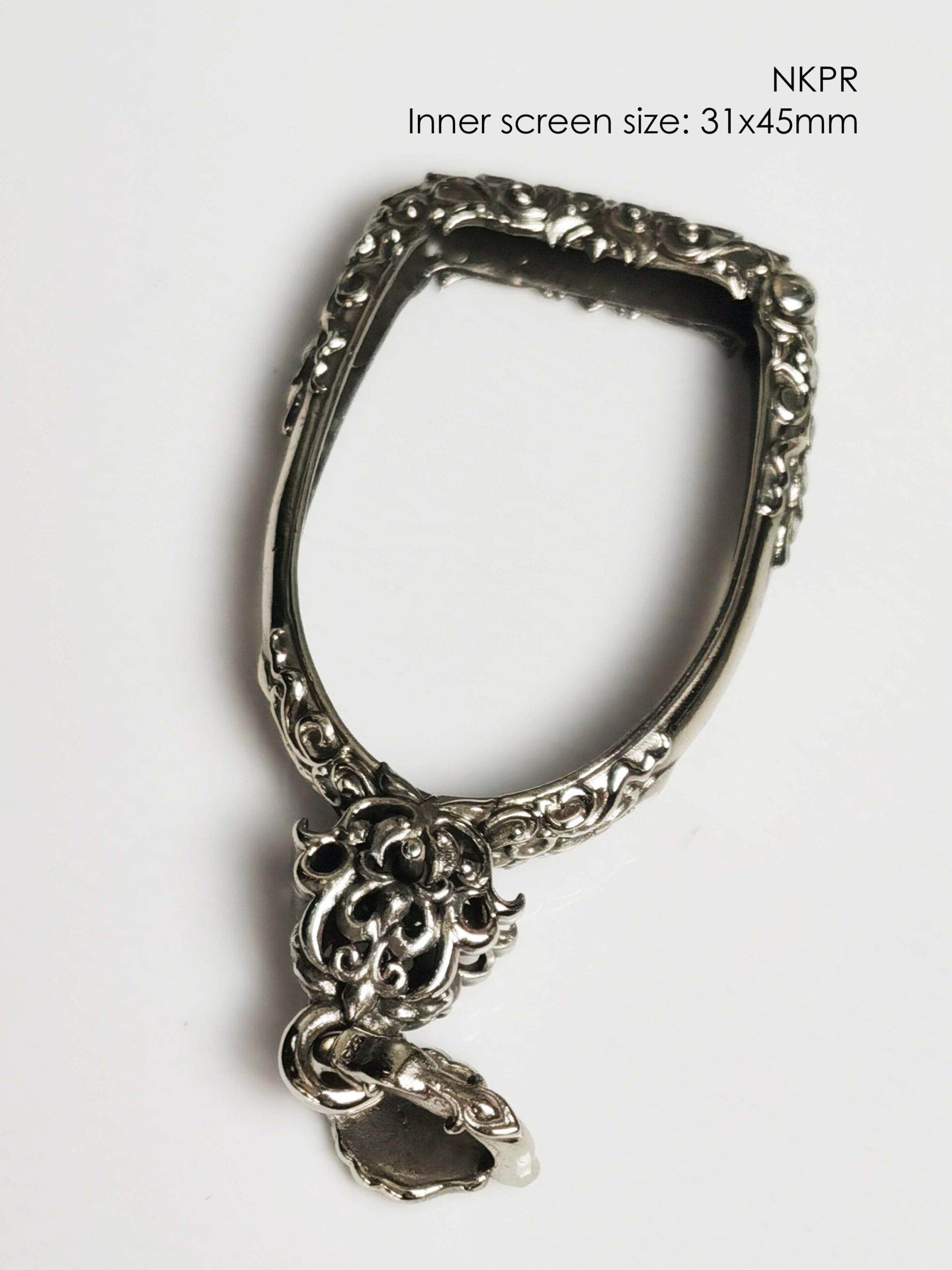 NKPRWhitebrass Nakrprok amulet casing inner screen size 31x45mm - Image 8