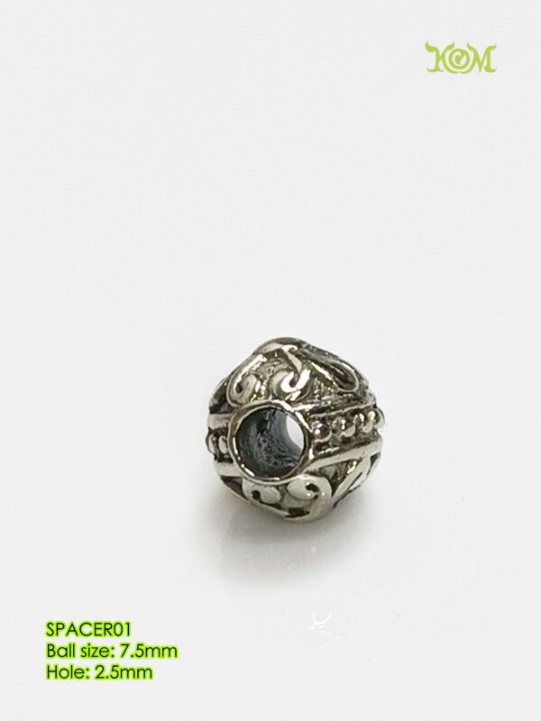 SPACER01Whitebrass decorative bead spacer for bracelet - Image 6
