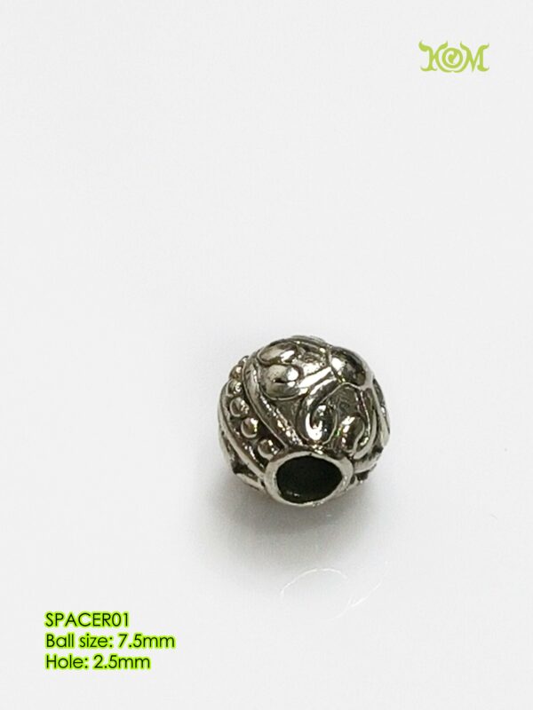 SPACER01Whitebrass decorative bead spacer for bracelet - Image 4