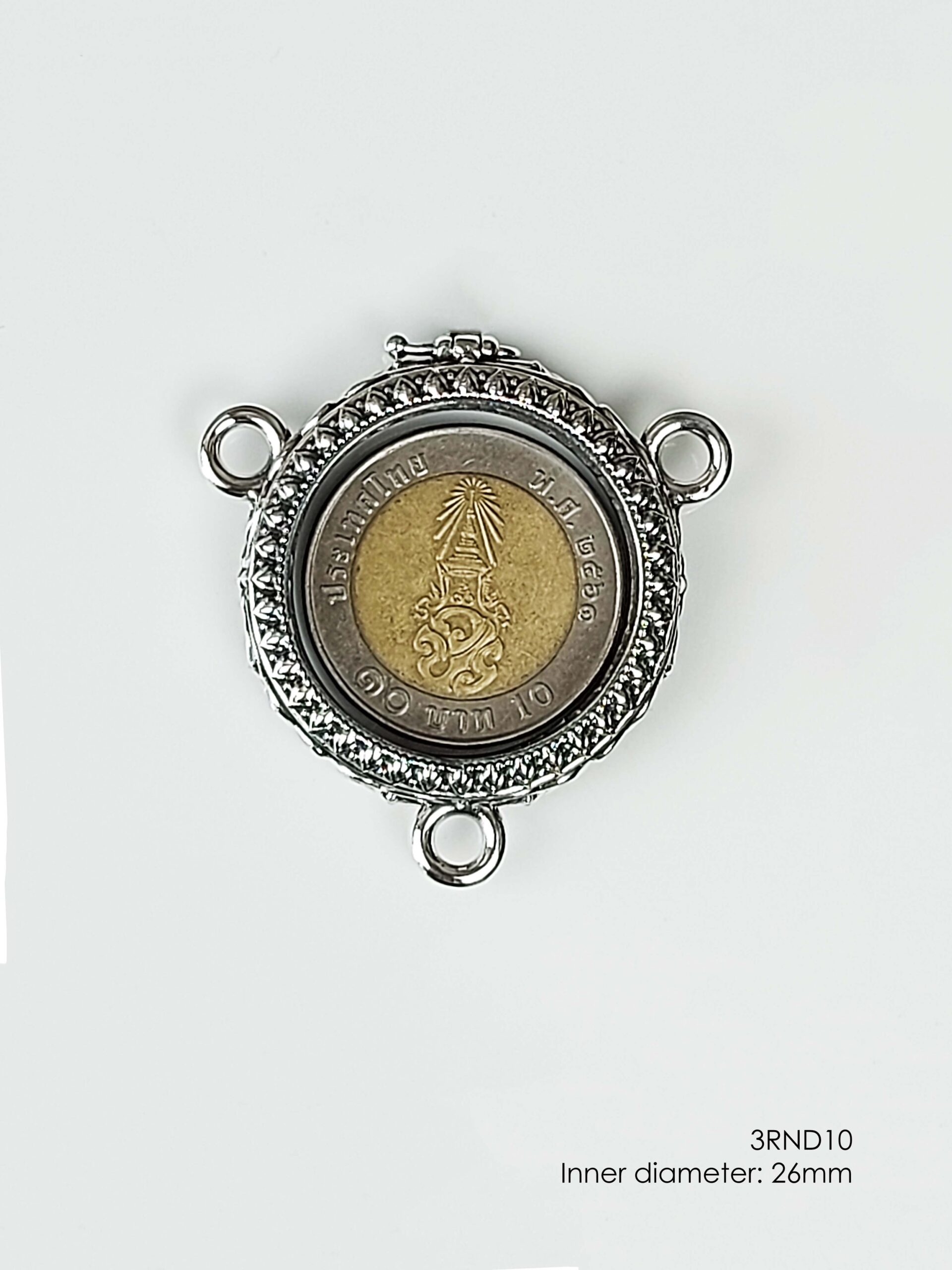 3RND10Silver925 round amulet casing inner diameter 26mm